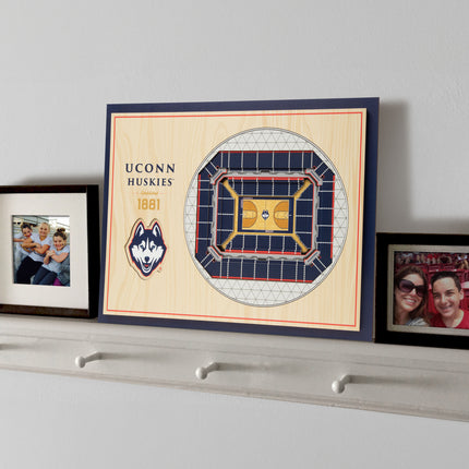 UConn Huskies 5-Layer 3D StadiumView Wall Art