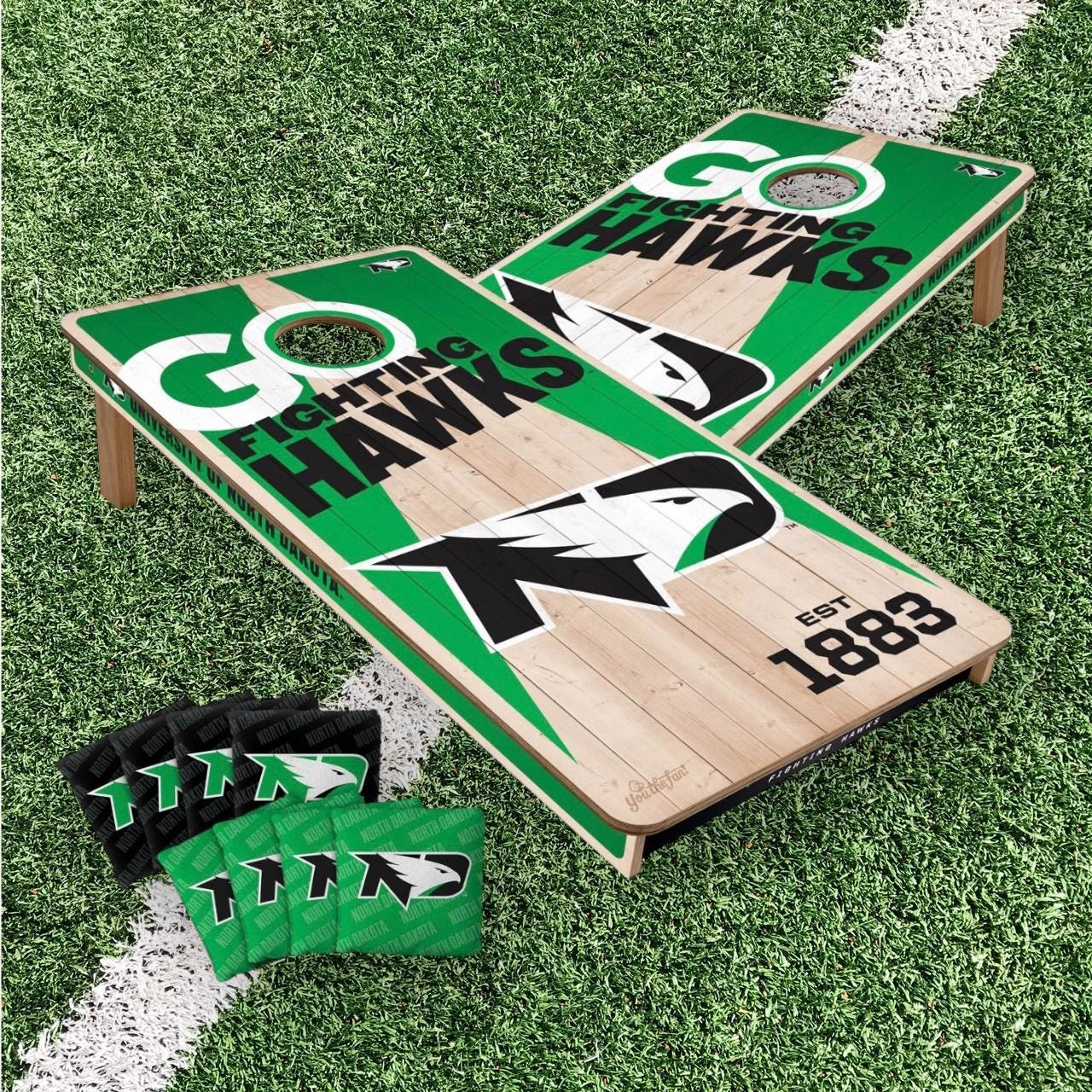 North Dakota Fighting Hawks Cornhole Boards 2x4 (Officially Licensed)