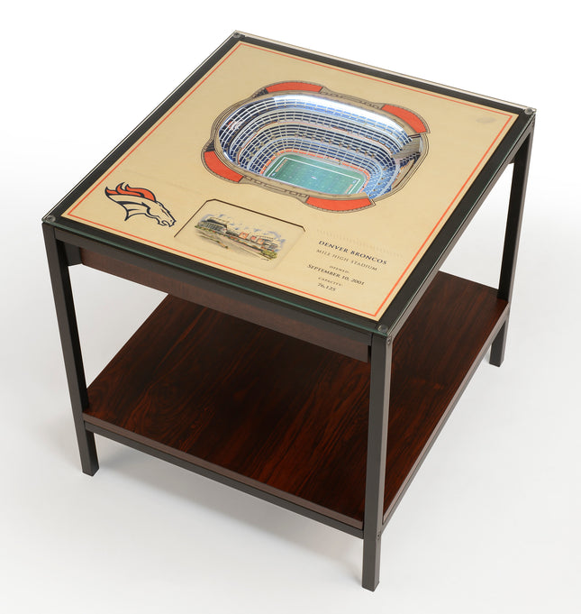 Denver Broncos 25 Layer Stadium View Lighted End Table
