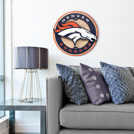 Denver Broncos 3DX Circle Backer Wall Art