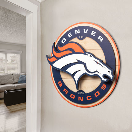 Denver Broncos 3DX Circle Backer Wall Art