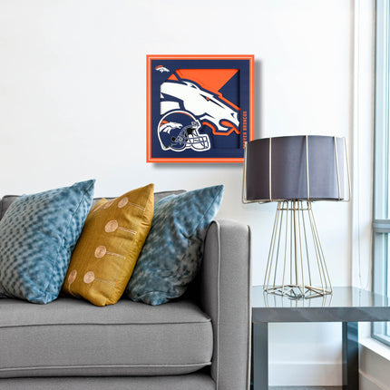 Denver Broncos 3D Logo Series Wall Art - 12x12