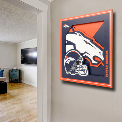 Denver Broncos 3D Logo Series Wall Art - 12x12