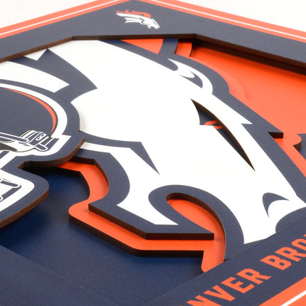 Denver Broncos 3D Logo Series Wall Art - 12x12
