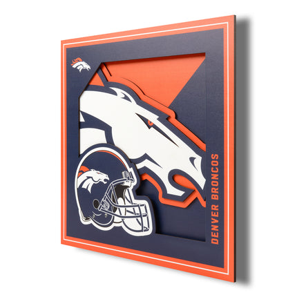 Denver Broncos 3D Logo Series Wall Art - 12x12
