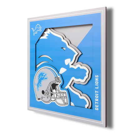Detroit Lions 3D Logo Series Wall Art - 12x12