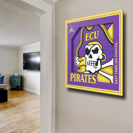 ECU Pirates 3D Logo Series Wall Art - 12x12