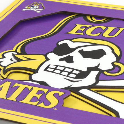 ECU Pirates 3D Logo Series Wall Art - 12x12