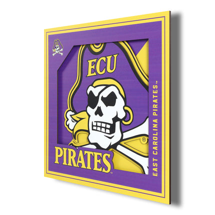ECU Pirates 3D Logo Series Wall Art - 12x12