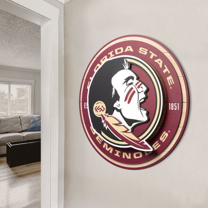 Florida State Seminoles 3DX Circle Backer Wall Art