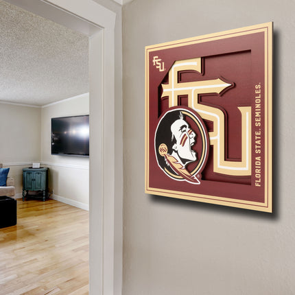 Florida State Seminoles 3D Logo Series Wall Art - 12x12