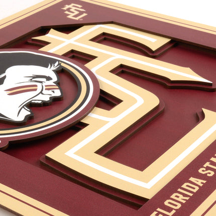 Florida State Seminoles 3D Logo Series Wall Art - 12x12