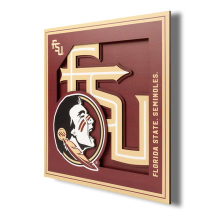Florida State Seminoles 3D Logo Series Wall Art - 12x12