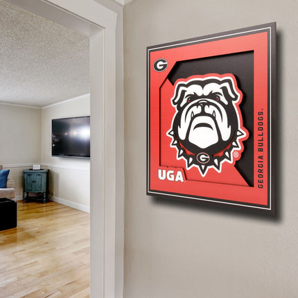 Georgia Bulldogs 3D Logo Series Wall Art - 12x12