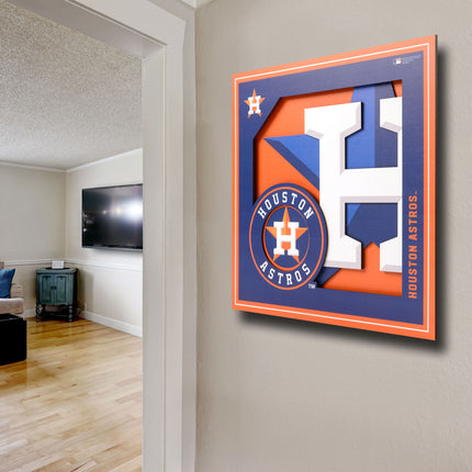 Houston Astros 3D Logo Series Wall Art - 12x12
