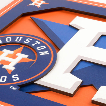 Houston Astros 3D Logo Series Wall Art - 12x12
