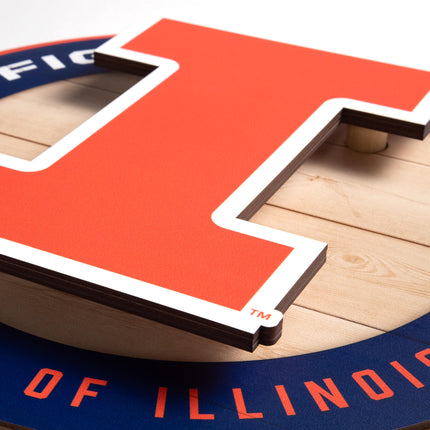 Illinois Fighting Illini 3DX Circle Backer Wall Art