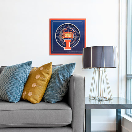 Illinois Fighting Illini 3D StadiumView Wall Art 12x12