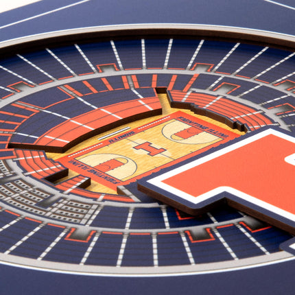 Illinois Fighting Illini 3D StadiumView Wall Art 12x12