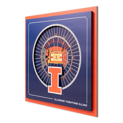 Illinois Fighting Illini 3D StadiumView Wall Art 12x12