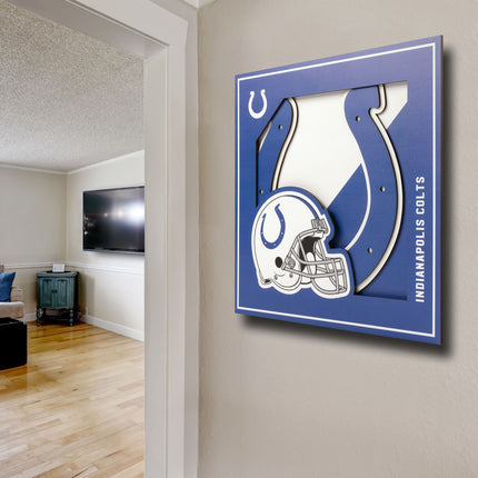 Indianapolis Colts 3D Logo Series Wall Art - 12x12