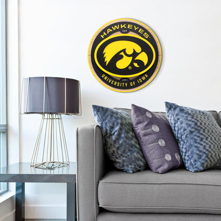 Iowa Hawkeyes 3DX Circle Backer Wall Art