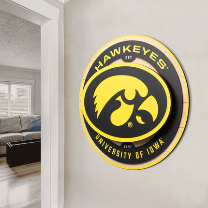 Iowa Hawkeyes 3DX Circle Backer Wall Art