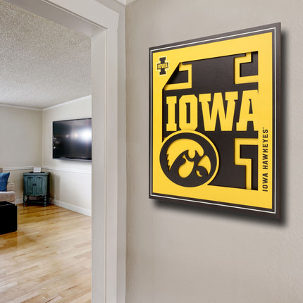 Iowa Hawkeyes 3D Logo Series Wall Art - 12x12