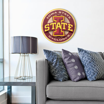 Iowa State Cyclones 3DX Circle Backer Wall Art