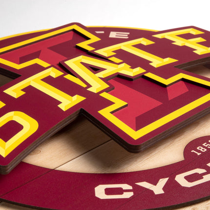 Iowa State Cyclones 3DX Circle Backer Wall Art