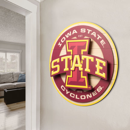 Iowa State Cyclones 3DX Circle Backer Wall Art