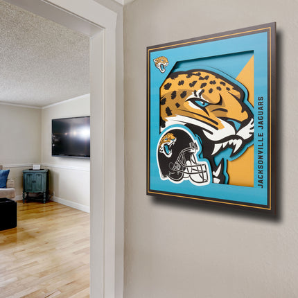Jacksonville Jaguars 3D Logo Series Wall Art - 12x12