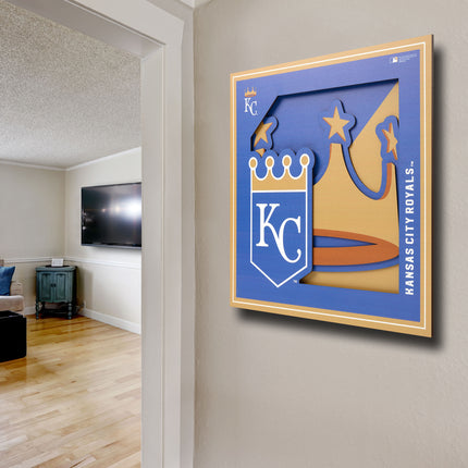 Kansas City Royals 3D Logo Series Wall Art - 12x12