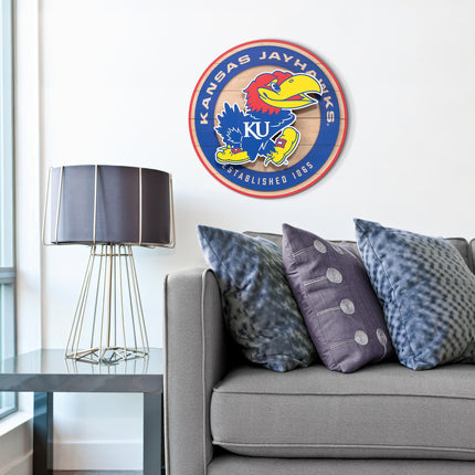 Kansas Jayhawks 3DX Circle Backer Wall Art
