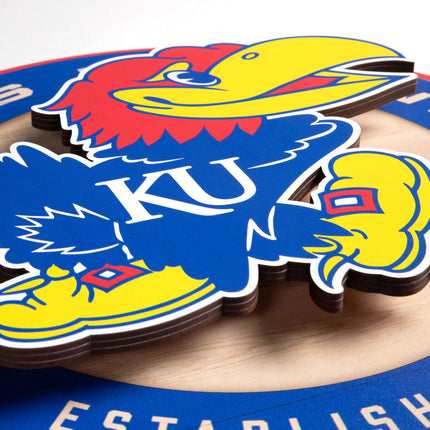 Kansas Jayhawks 3DX Circle Backer Wall Art