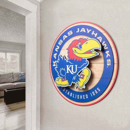 Kansas Jayhawks 3DX Circle Backer Wall Art