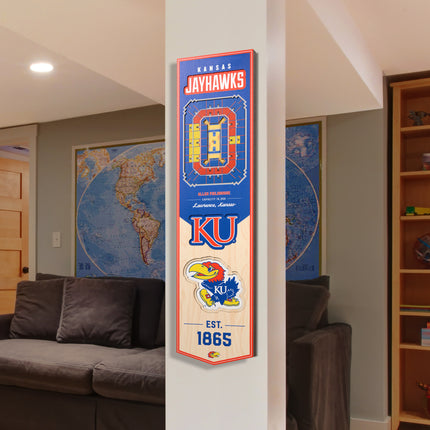 Kansas Jayhawks 8x32 3D Stadium Banner