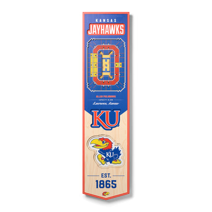 Kansas Jayhawks 8x32 3D Stadium Banner
