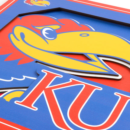 Kansas Jayhawks 3D Logo Series Wall Art - 12x12
