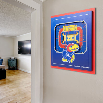 Kansas Jayhawks 3D StadiumView Wall Art 12x12