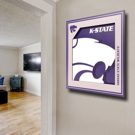 Kansas State Wildcats 3D Logo Series Wall Art - 12x12