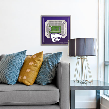 Kansas State Wildcats 3D StadiumView Wall Art 12x12