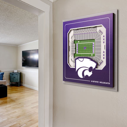 Kansas State Wildcats 3D StadiumView Wall Art 12x12