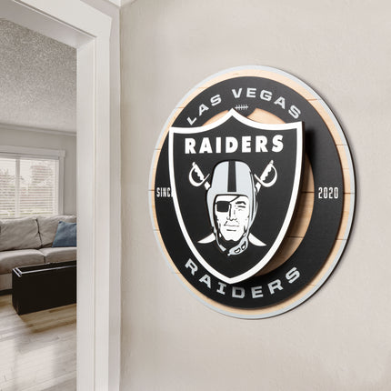 Las Vegas Raiders 3DX Circle Backer Wall Art
