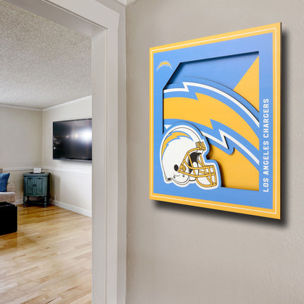 Los Angeles Chargers 3D Logo Series Wall Art - 12x12