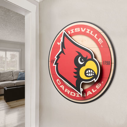 Louisville Cardinals 3DX Circle Backer Wall Art