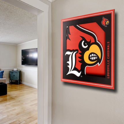 Louisville Cardinals 3D Logo Series Wall Art - 12x12