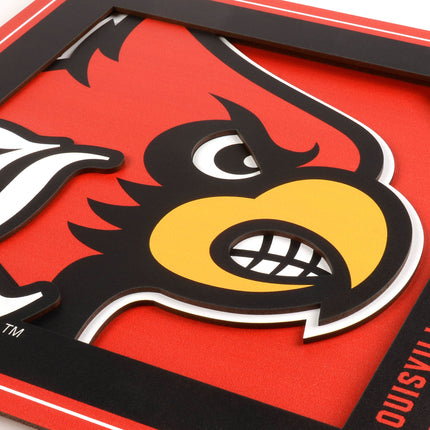 Louisville Cardinals 3D Logo Series Wall Art - 12x12