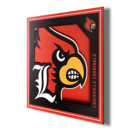 Louisville Cardinals 3D Logo Series Wall Art - 12x12