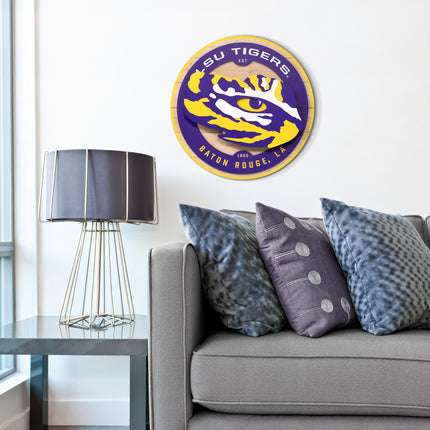 LSU Tigers 3DX Circle Backer Wall Art